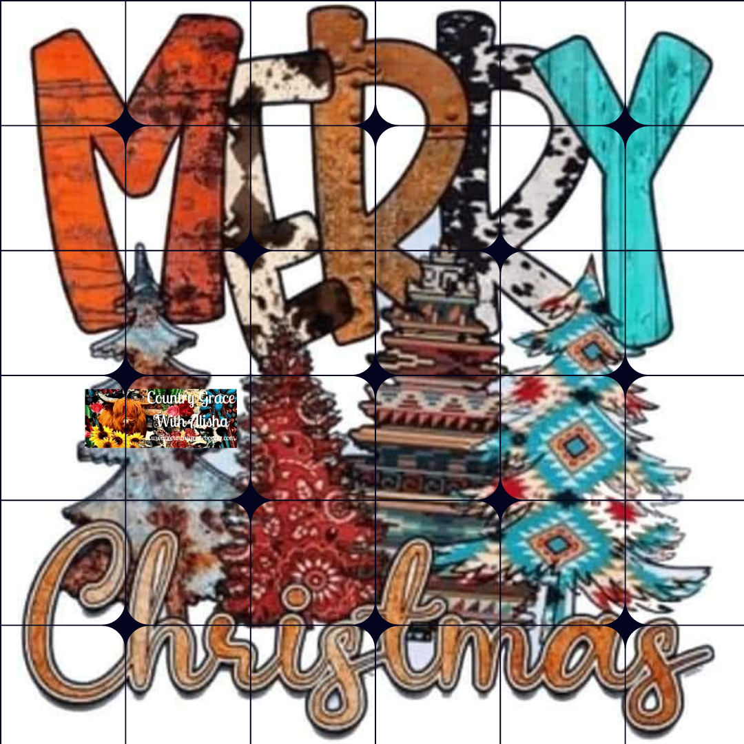 Western Christmas Ready to Press Sublimation Transfer