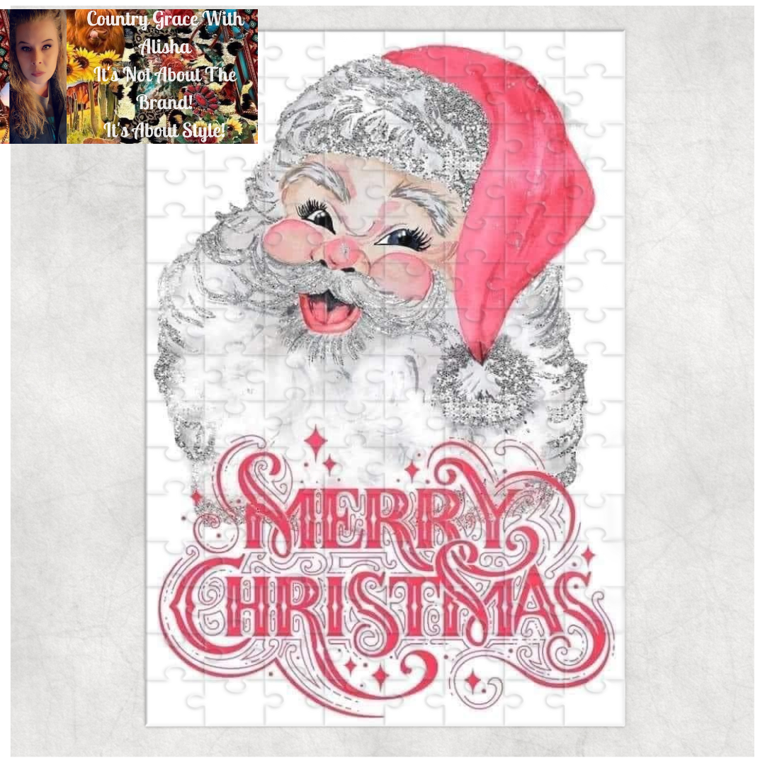 Pink Santa Christmas 120 Piece Handmade Jigsaw Puzzle