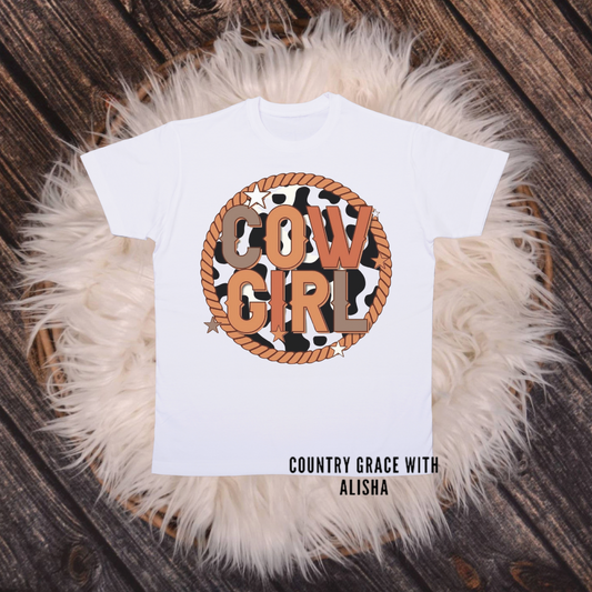 Cow Girl Kids Graphic Tee Shirt Short Sleeve
