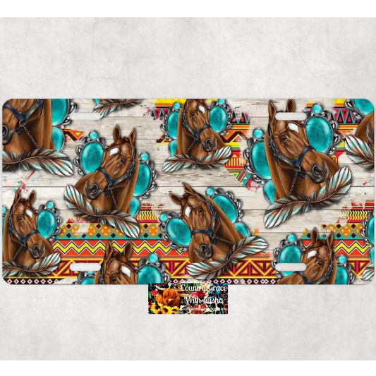 Western Horses Custom Handmade Car Tag License Plate