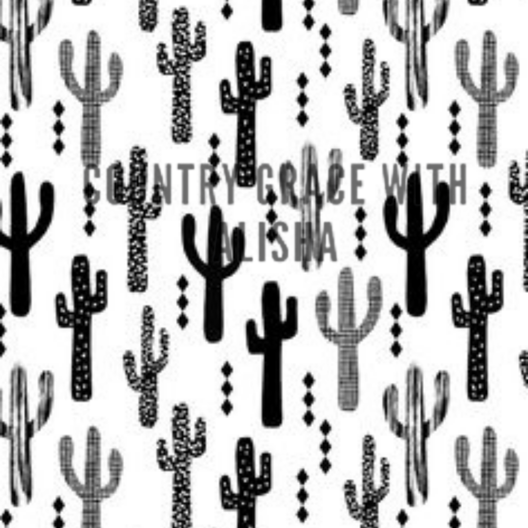 Black Cactus Full Page Ready to Press Sublimation Transfer