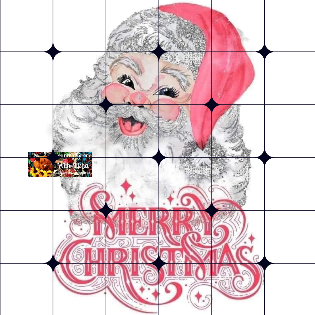 Pink Santa Christmas Ready to Press Sublimation Transfer