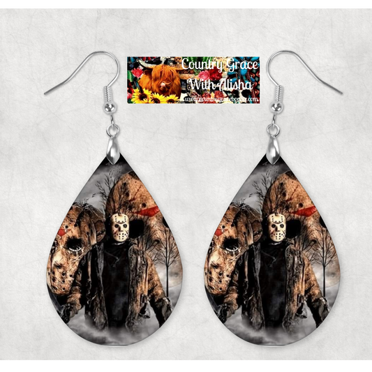 Jason Halloween Teardrop Dangle Custom Earrings