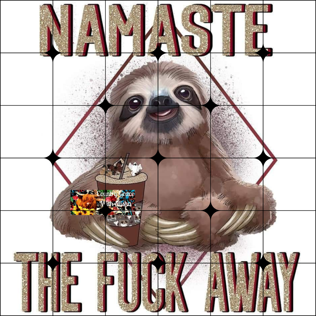 Namaste Sloth Ready to Press Sublimation Transfer