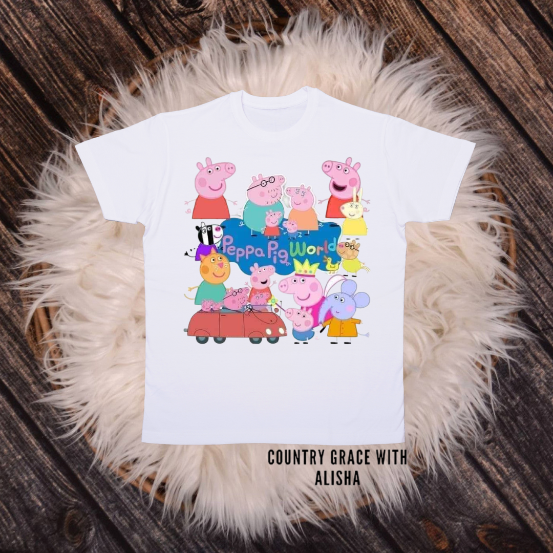 Peppa The Pig Kids TShirt White Short Sleeve Graphic Tee