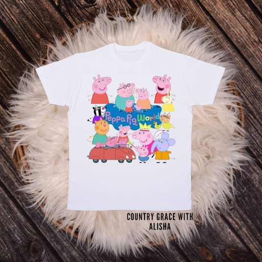 Peppa The Pig Kids TShirt White Short Sleeve Graphic Tee