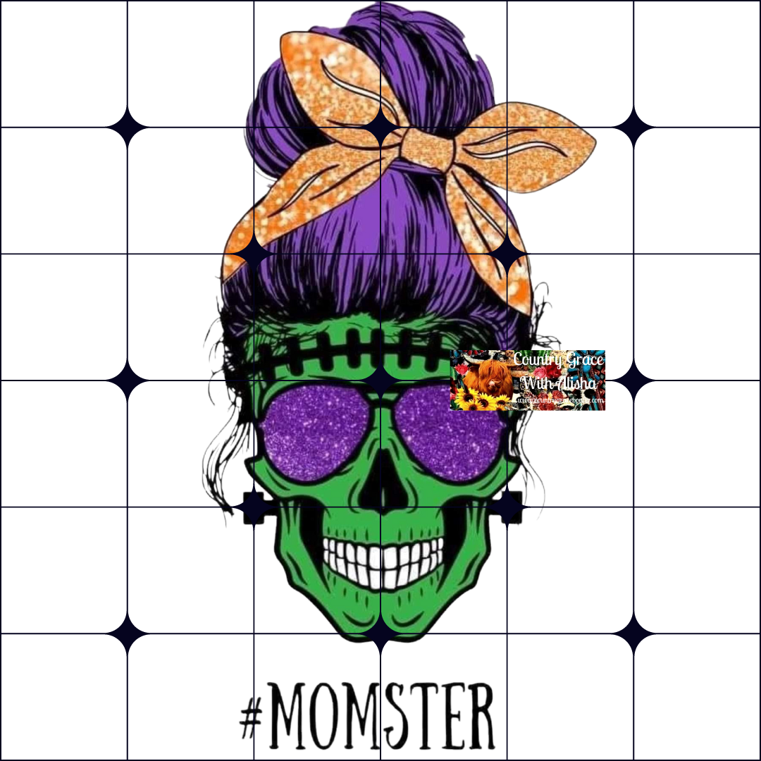 Momster Skull Halloween Ready to Press Sublimation Transfer