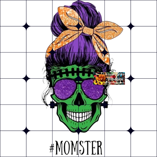 Momster Skull Halloween Ready to Press Sublimation Transfer
