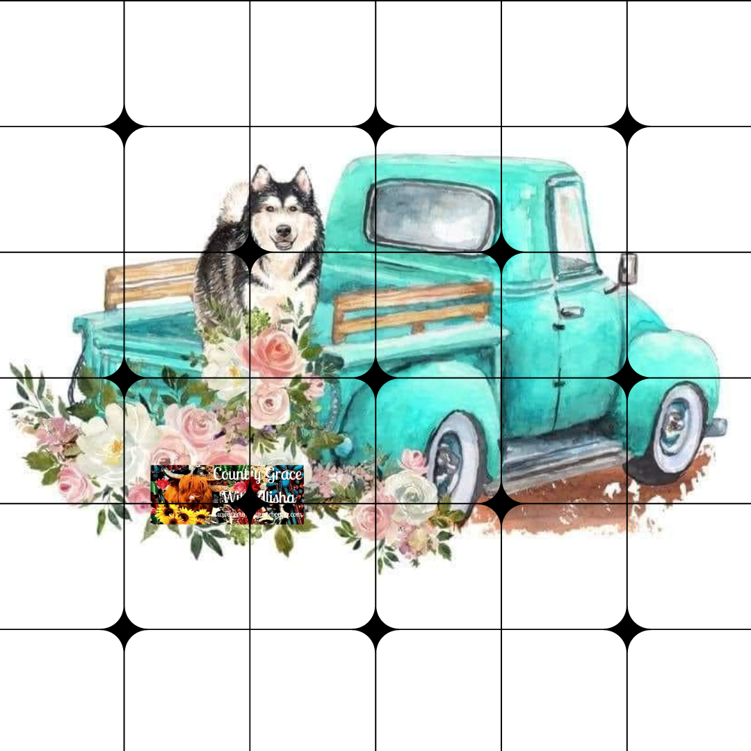 Huskie Old Truck Ready to Press Sublimation Transfer