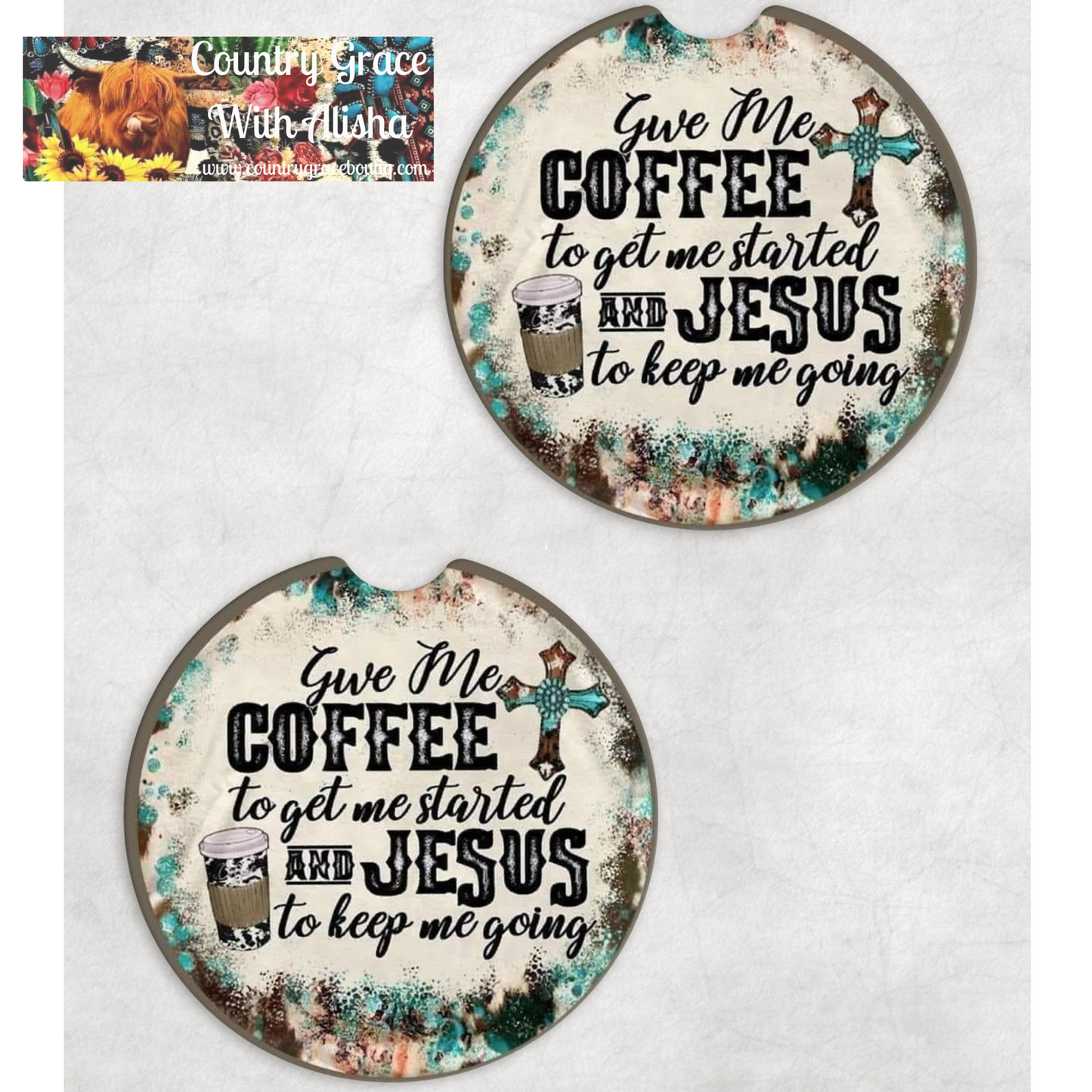 Coffee and Jesus Neoprene Car Coaster Set