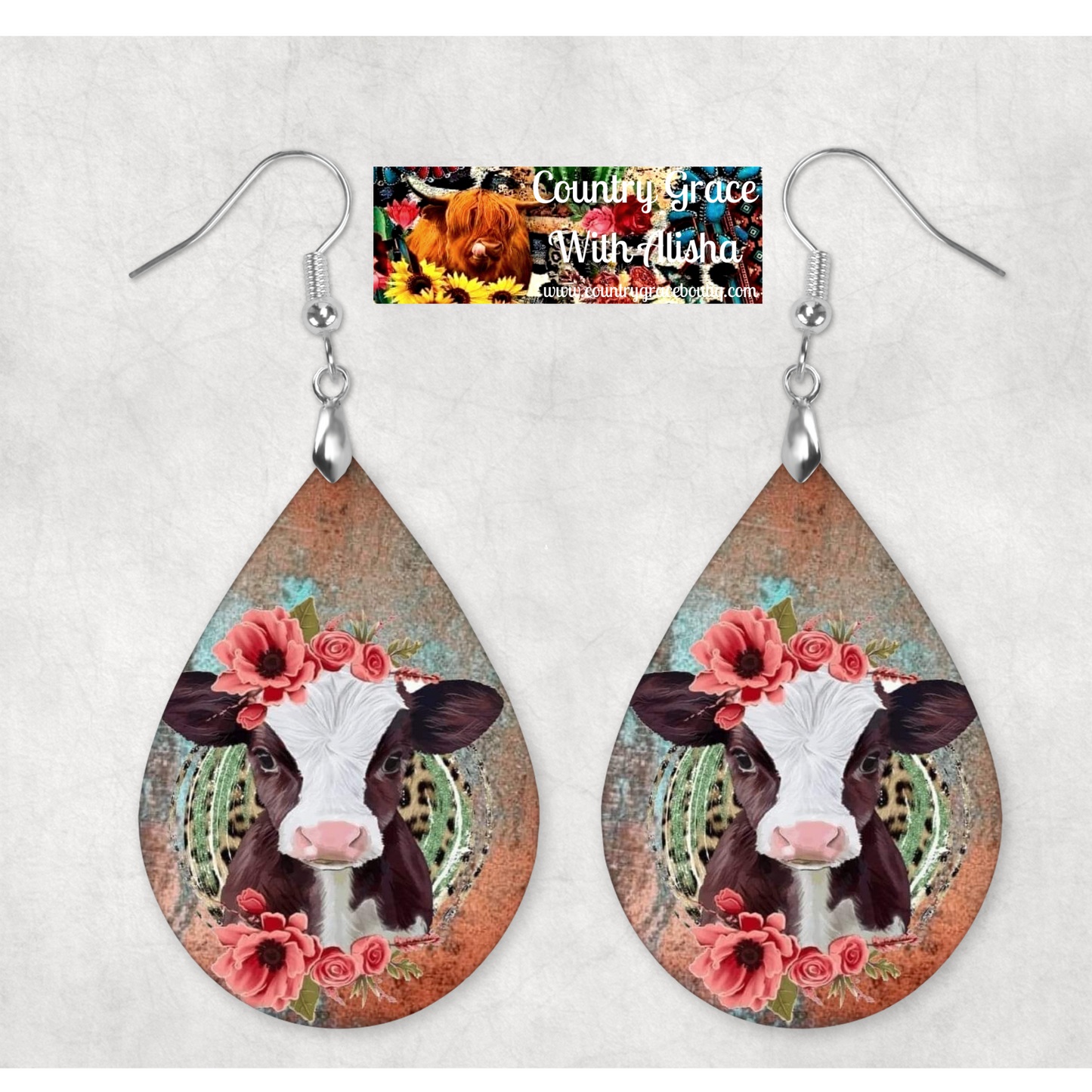 Baby Calf Western Teardrop Dangle Custom Earrings