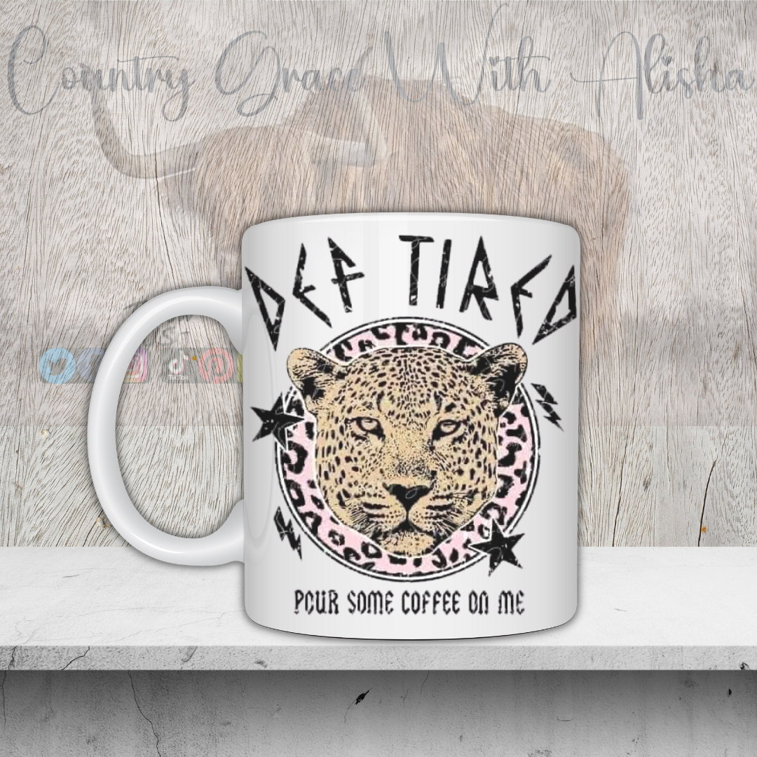 Def Tired Tiger Sublimated 11oz Ceramic Coffee Mug