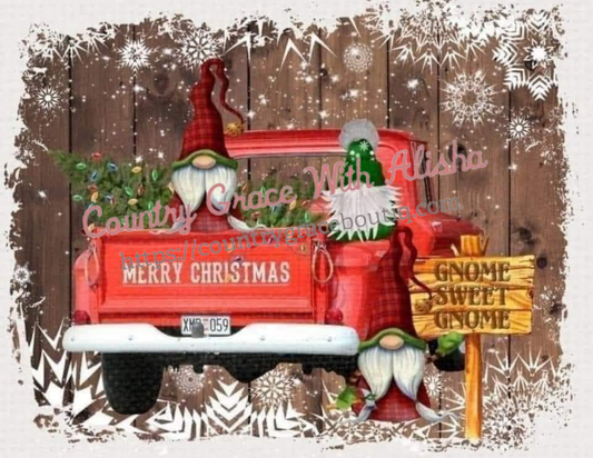 Gnome Old Truck Full Page Ready To Press Sublimation Transfer