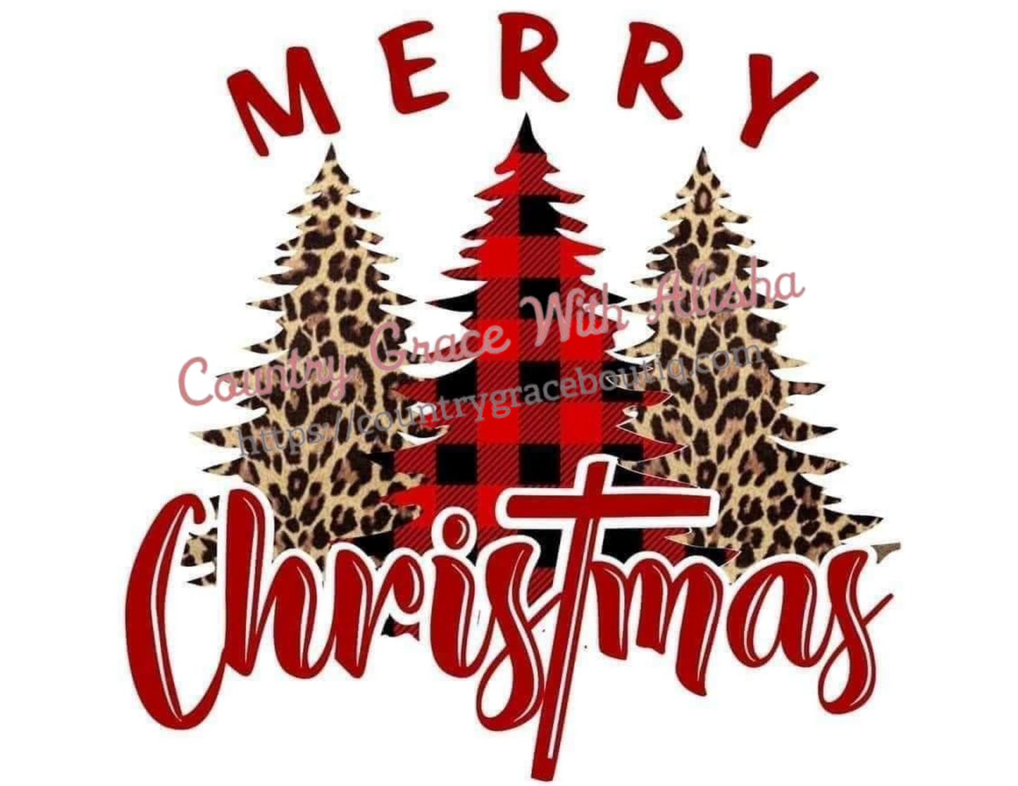 Merry Christmas Leopard Trees Ready To Press Sublimation Transfer