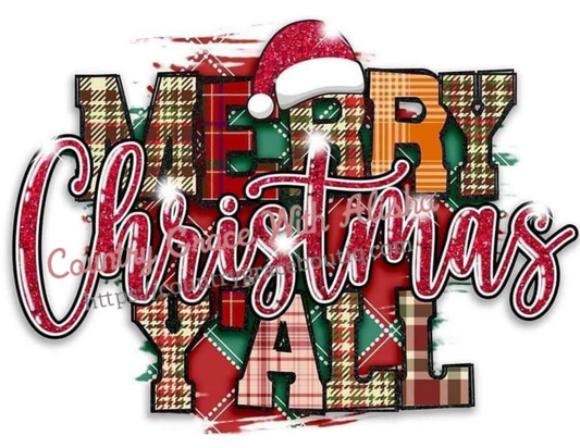 Merry Christmas Y'all Christmas Ready To Press Sublimation Transfer