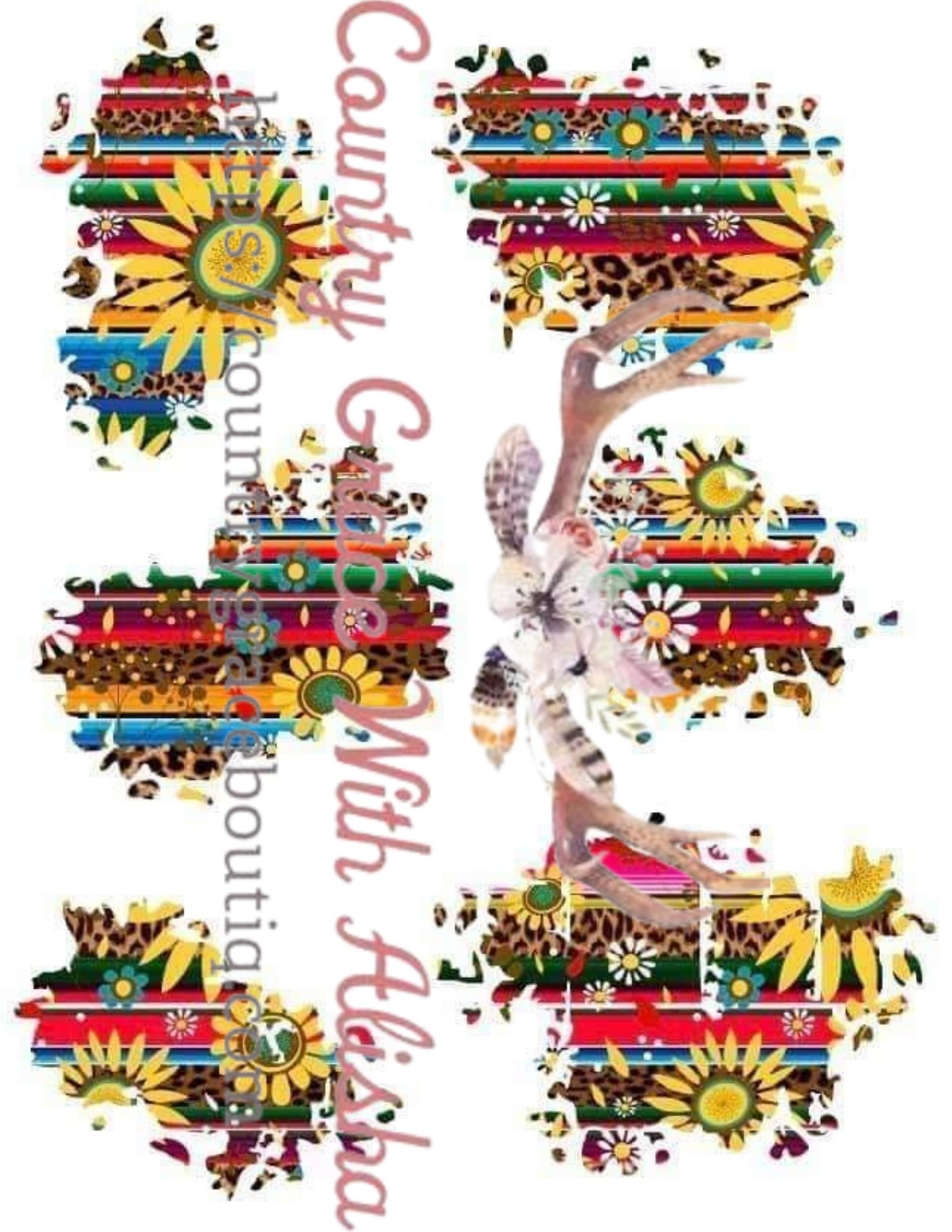 Serape Leopard Stripes Patch Ready To Press Sublimation Transfer
