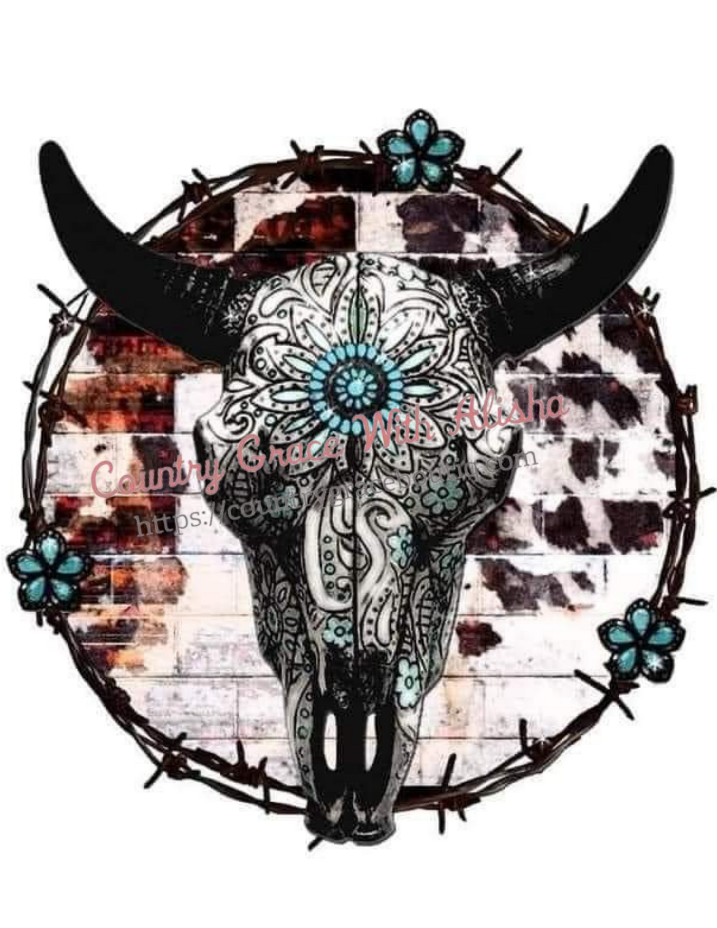 Bull Skull Cow Print Ready To Press Sublimation Transfer