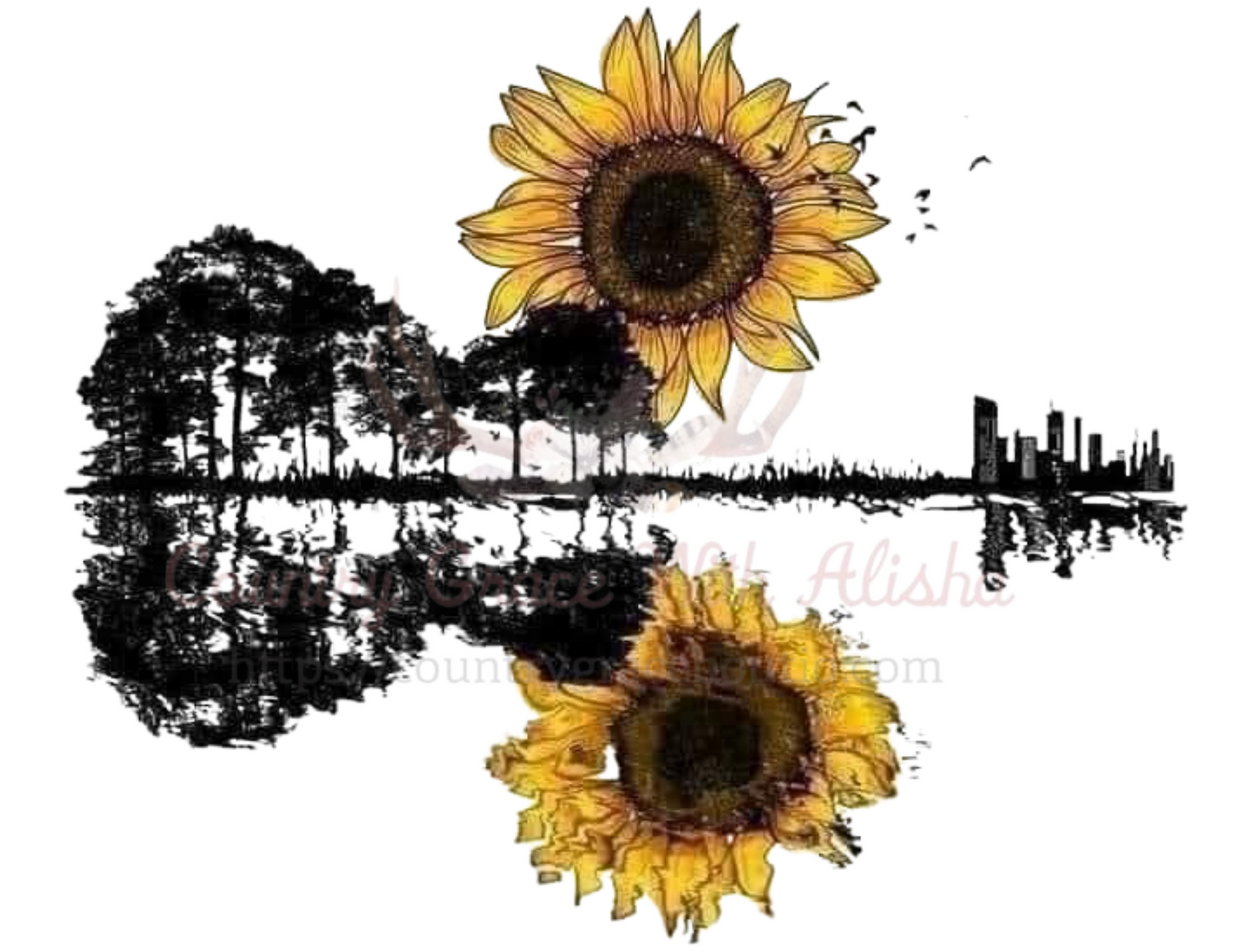 Sunflower Lake Scene Ready To Press Sublimation Transfer