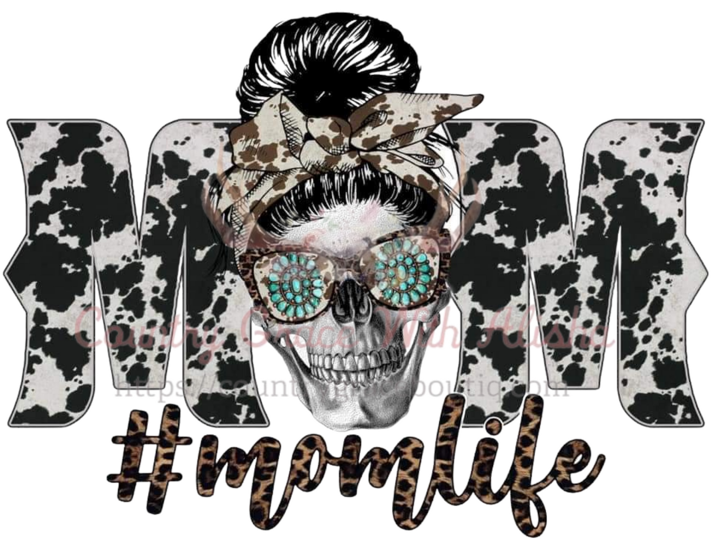 Mom Life Skull Ready To Press Sublimation Transfer