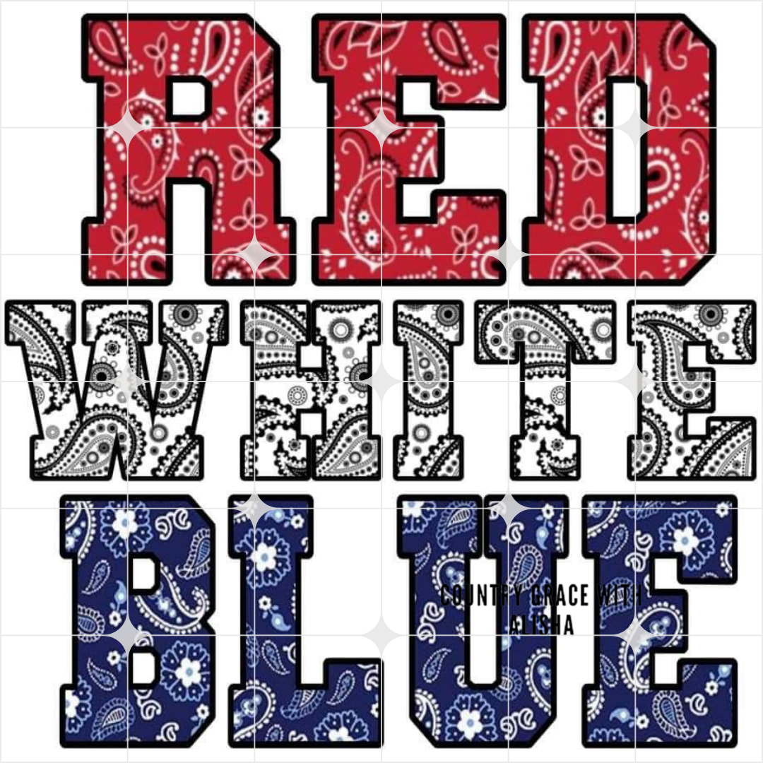 Red White Blue Ready to Press Sublimation Transfer