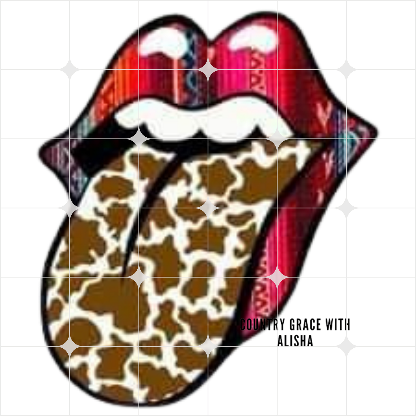 Cow Print Tongue Ready to Press Sublimation Transfer