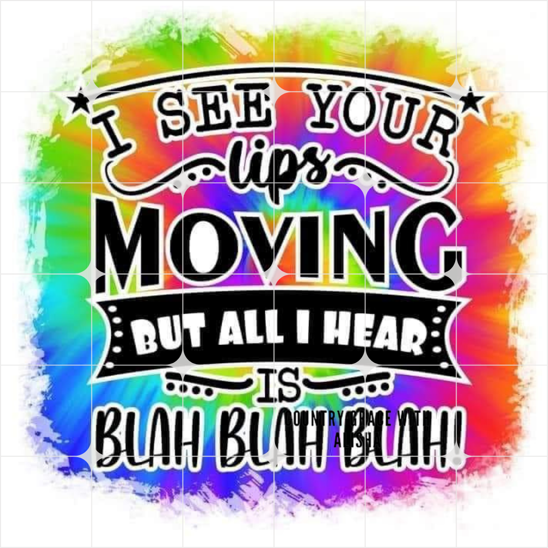 Blah Blah Tie Dye Ready to Press Sublimation Transfer