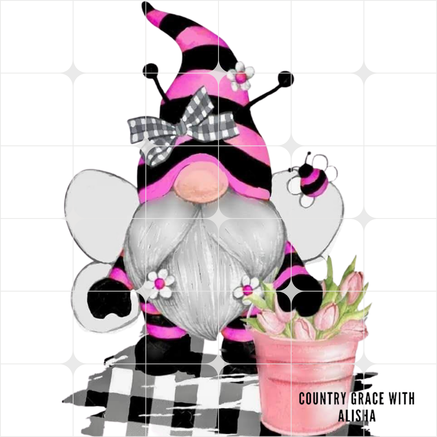 Pink Gnome Ready to Press Sublimation Transfer