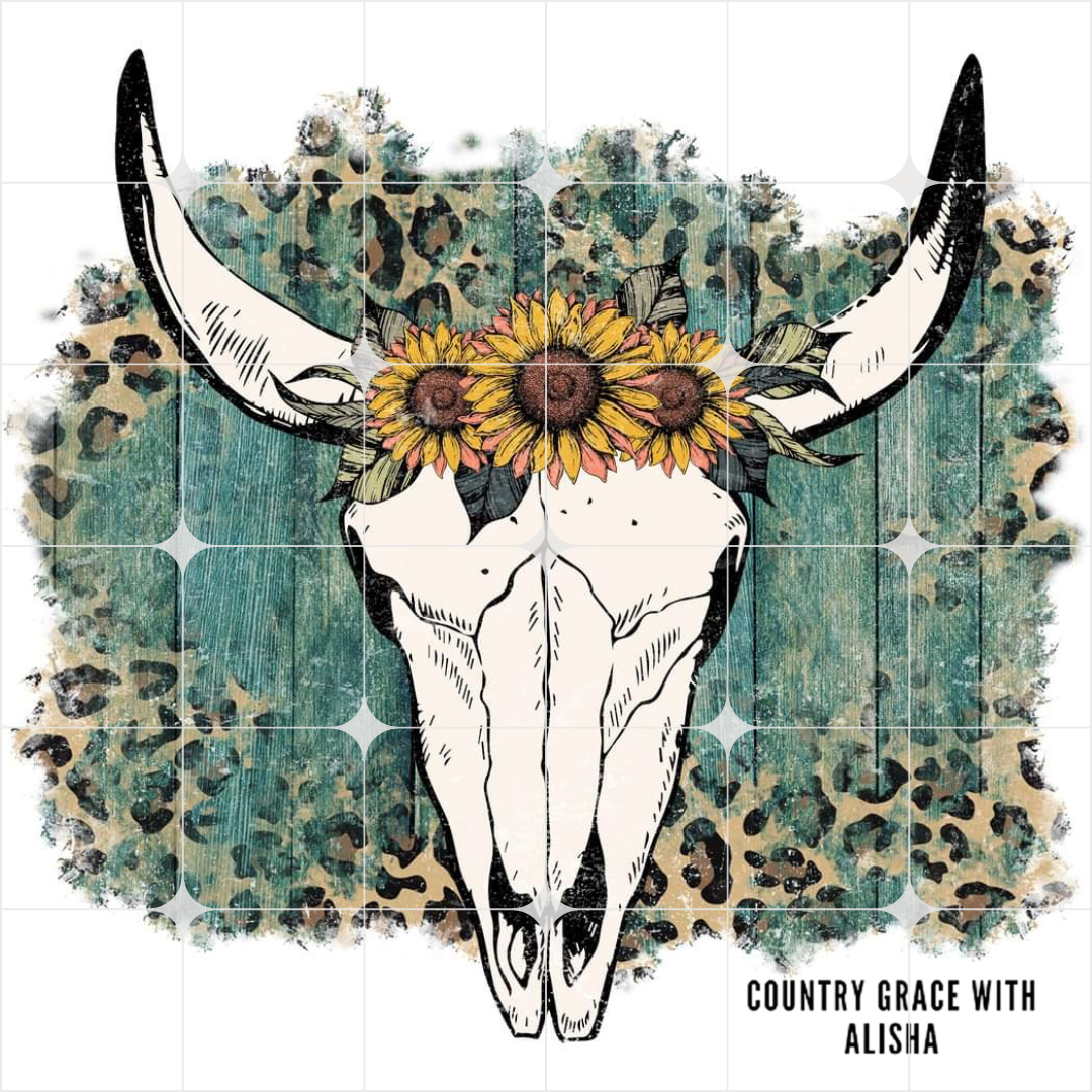 Leopard Bull Skull Ready to Press Sublimation Transfer