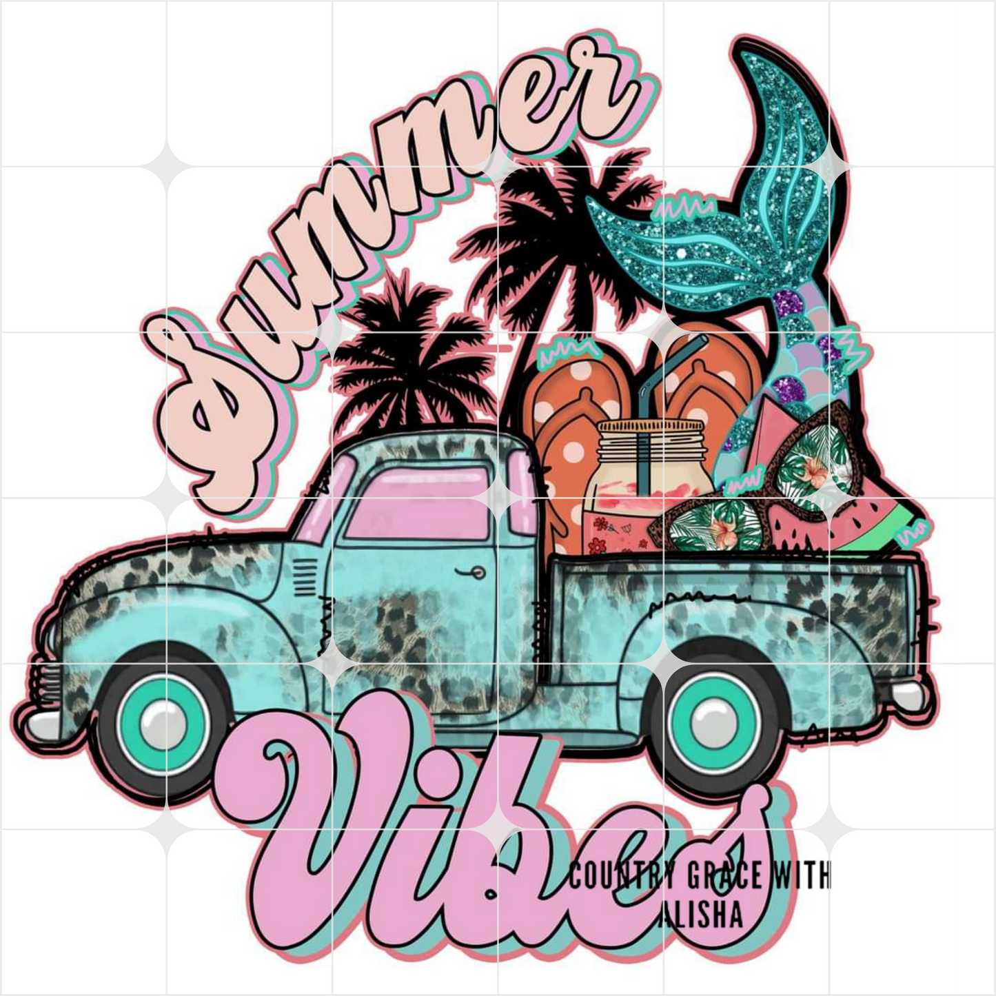 Summer Old Truck Ready to Press Sublimation Transfer