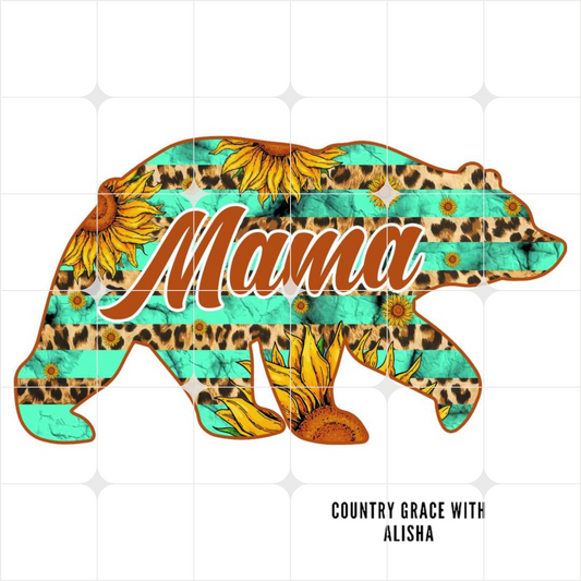 Mama Bear Sunflower Ready to Press Sublimation Transfer