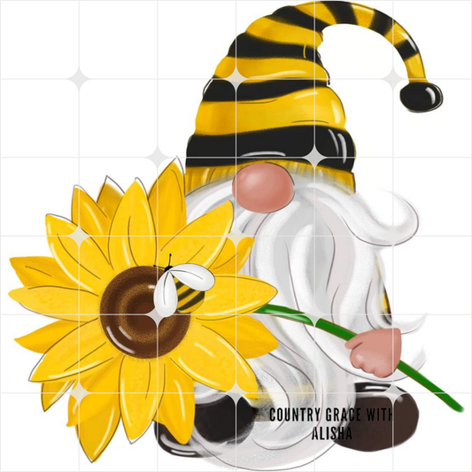 Gnome Sunflower Ready to Press Sublimation Transfer