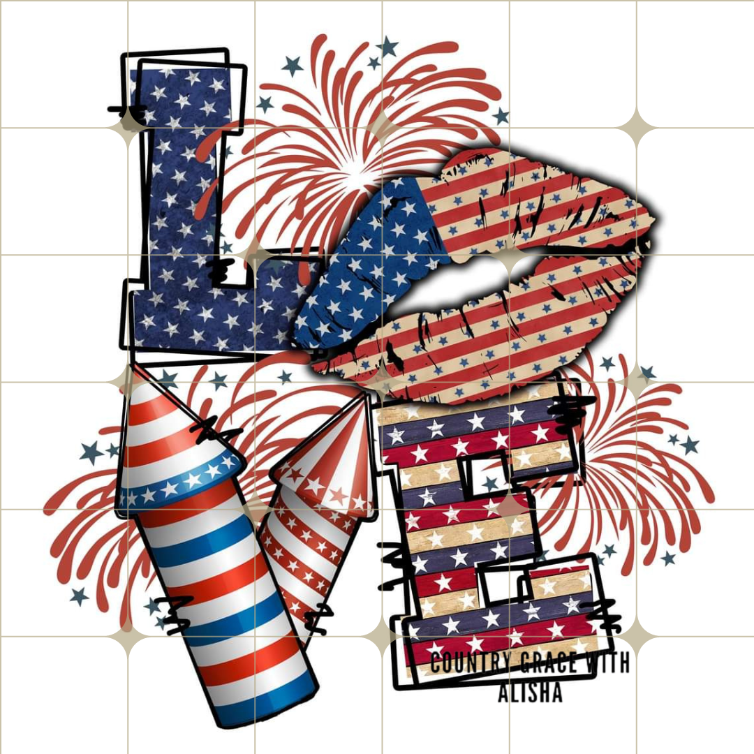 Love Fireworks Ready to Press Sublimation Transfer