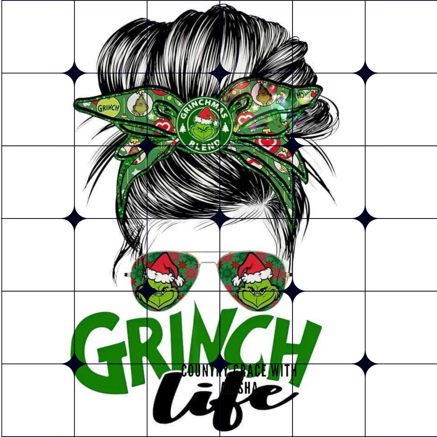 Messy Bun Grinch Ready to Press Sublimation Transfer