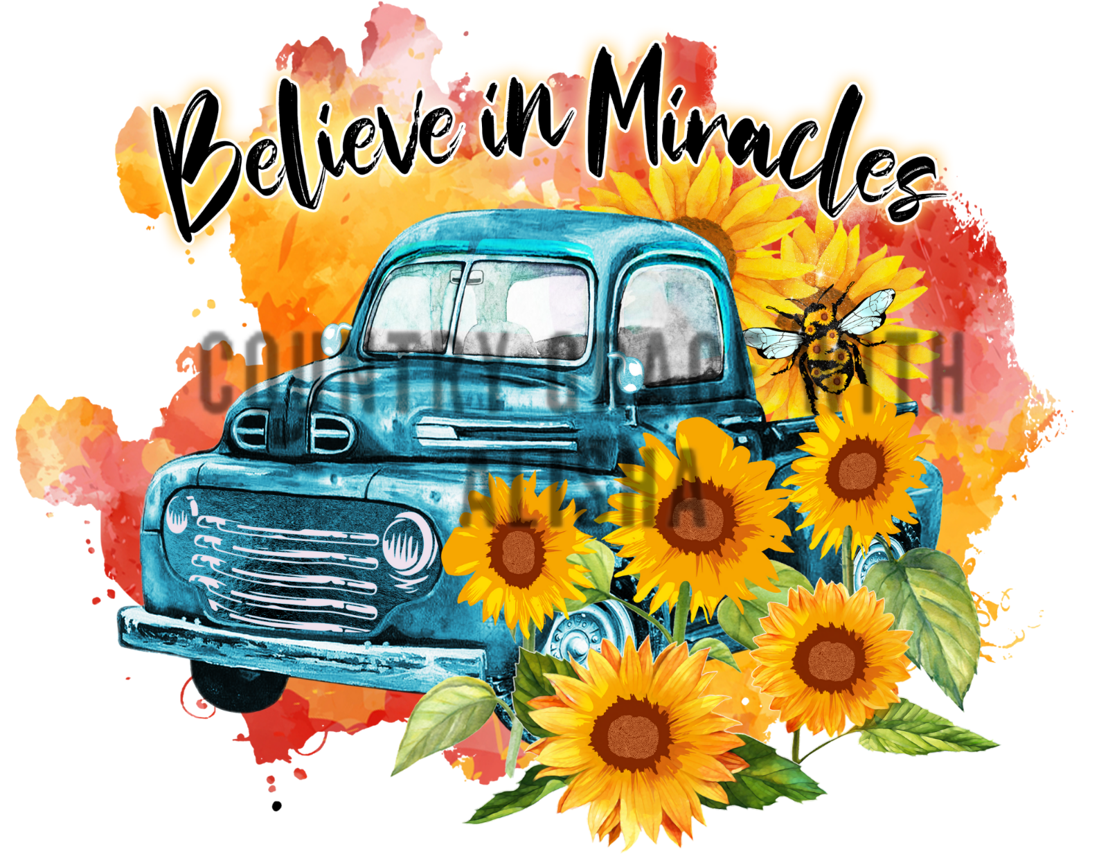 Miracles Old Truck Ready to Press Sublimation Transfer