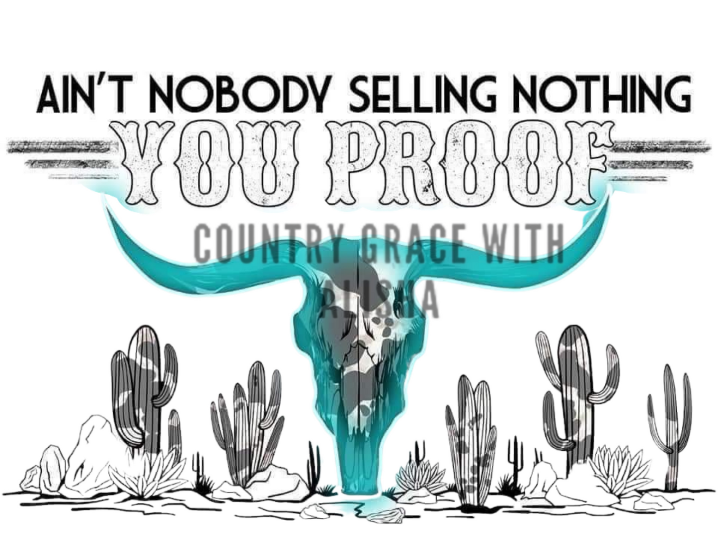 You Proof Western Bull Skull Ready to Press Sublimation Transfer