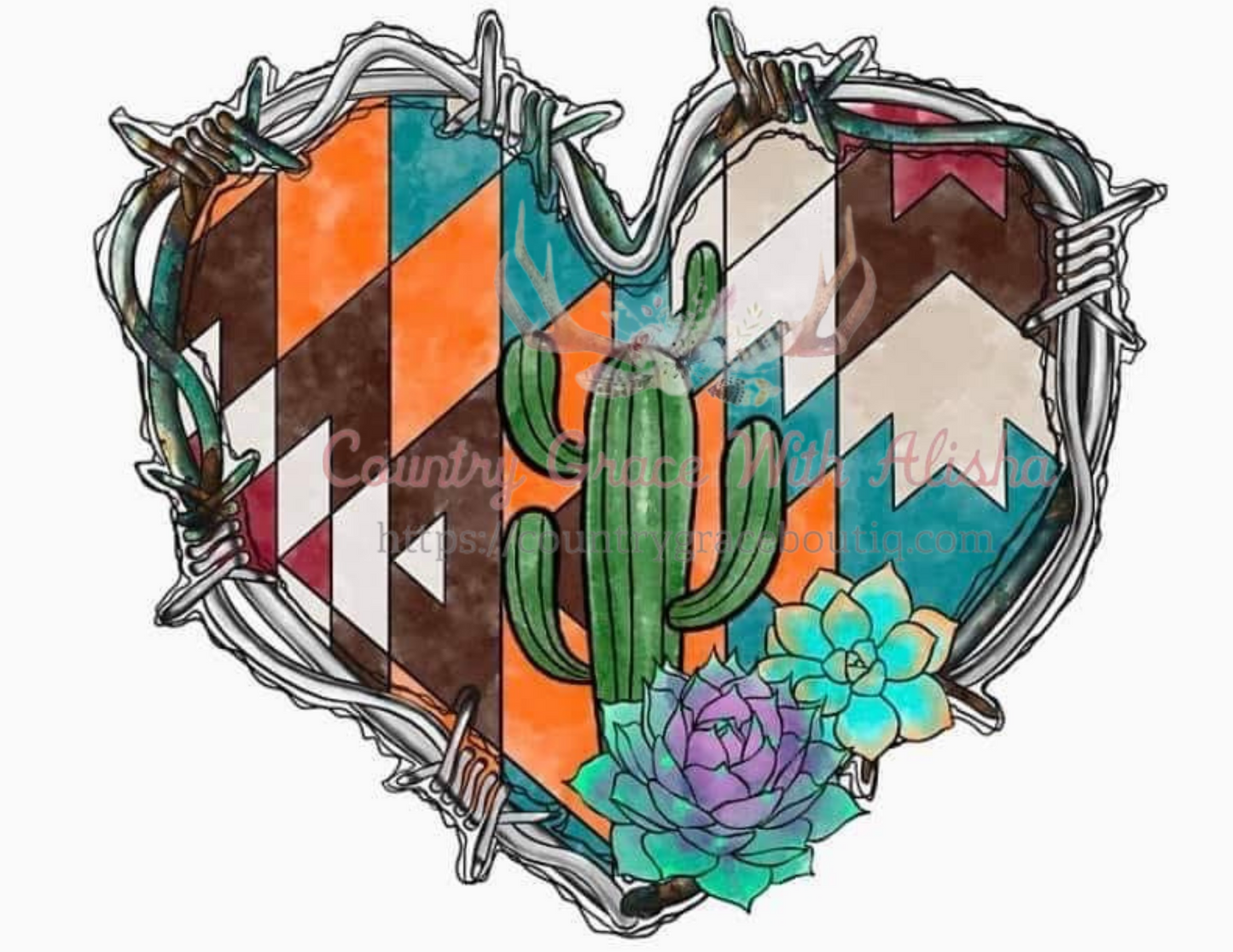 Western Heart Ready To Press Sublimation Transfer