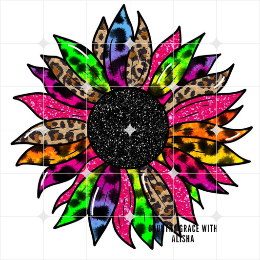 Leopard Rainbow Sunflower Ready to Press Sublimation Transfer