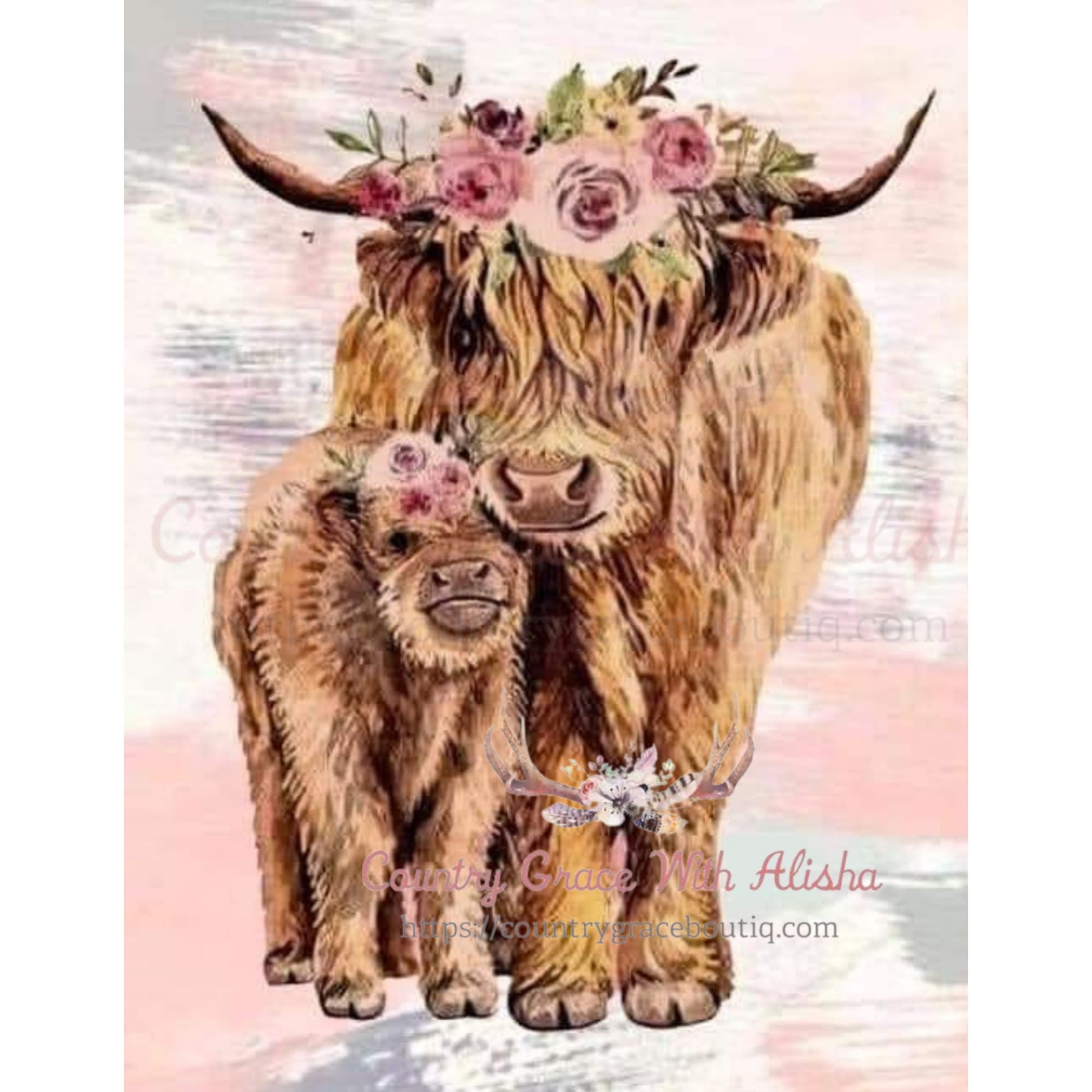 Bull and Baby Sublimation Transfer - Sub $2 Country Grace