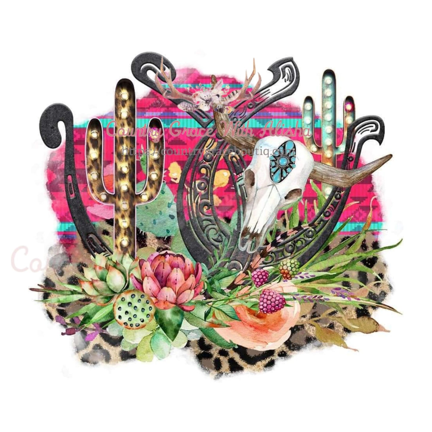 Bull Skull Scene Sublimation Transfer - Sub $1.50 Country