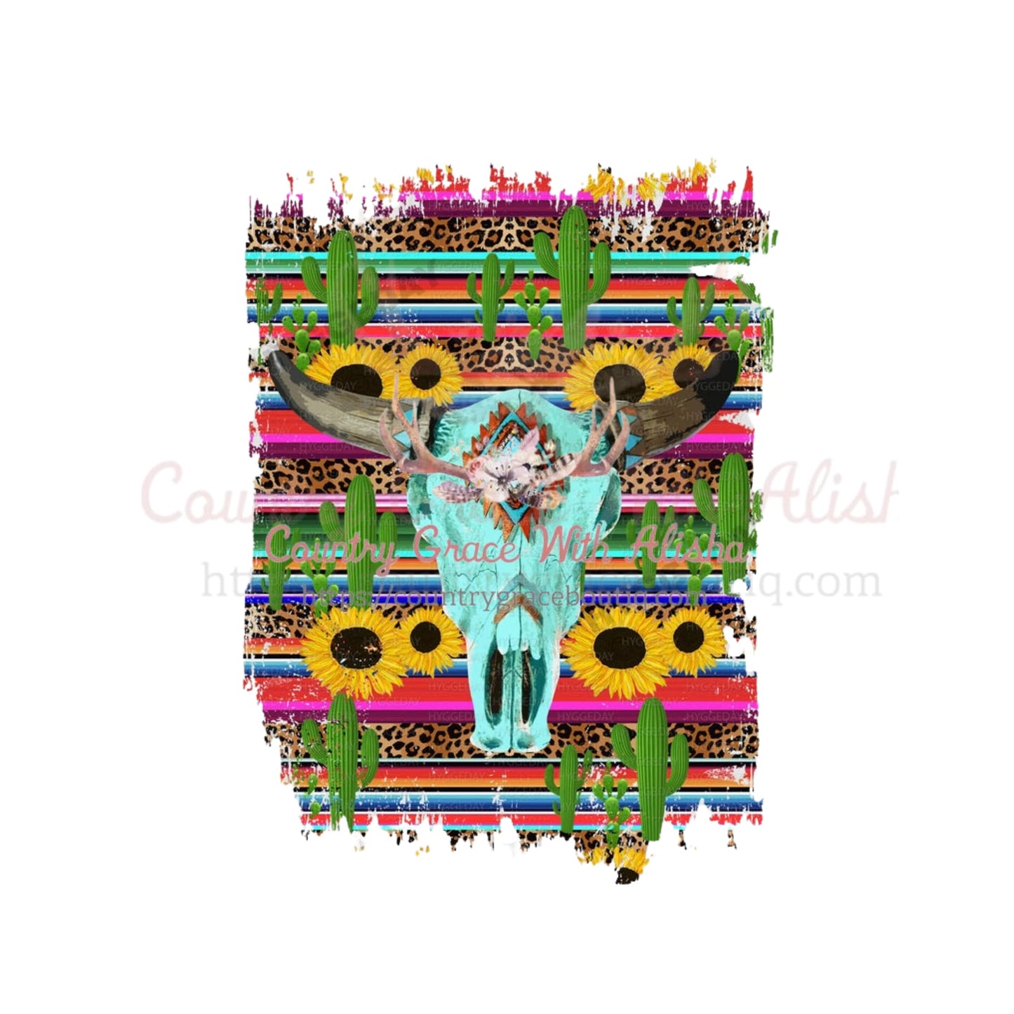 Bull Skull Sunflower Sublimation Transfer - Sub $1.50
