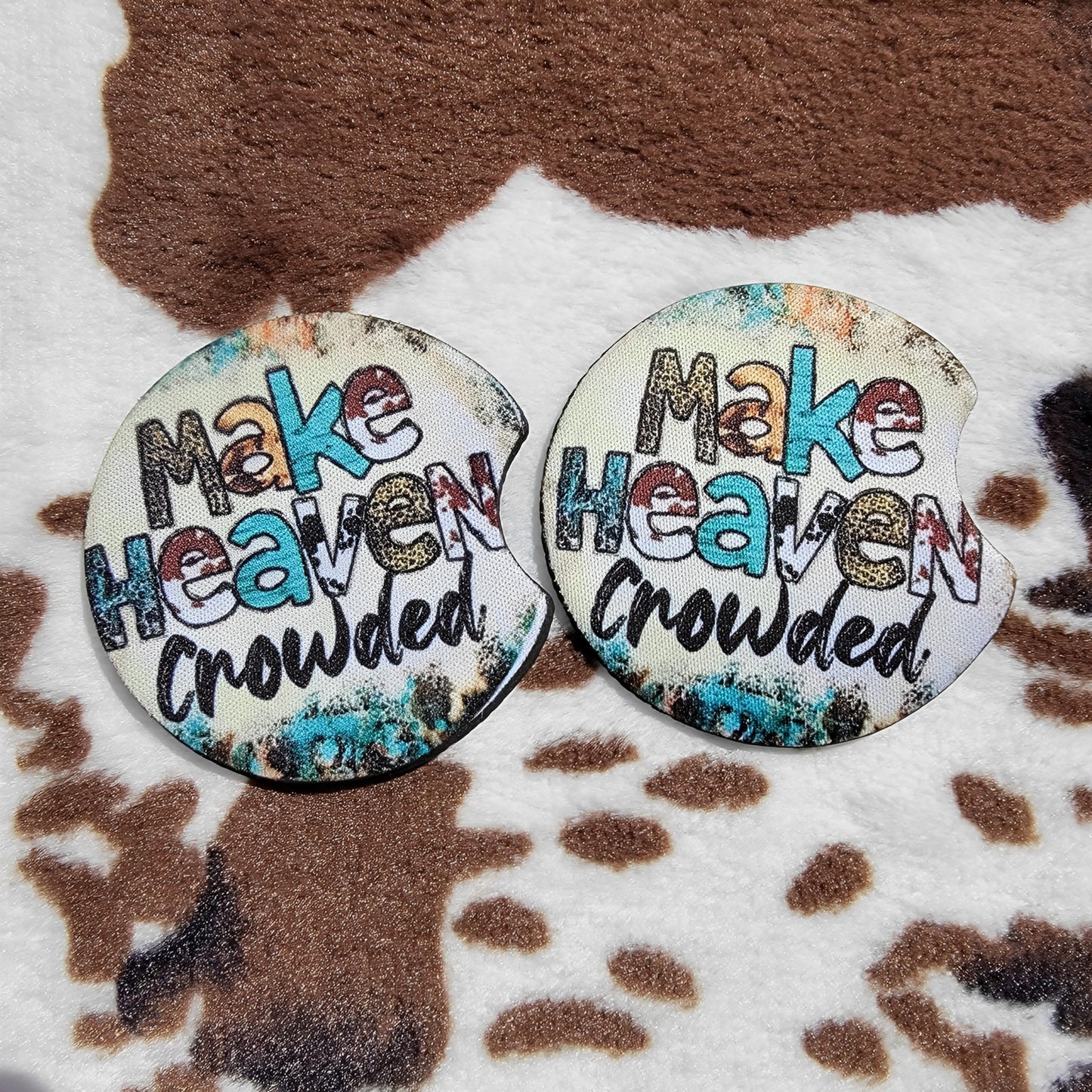 Make Heaven Crowded Neoprene Car Coaster Set