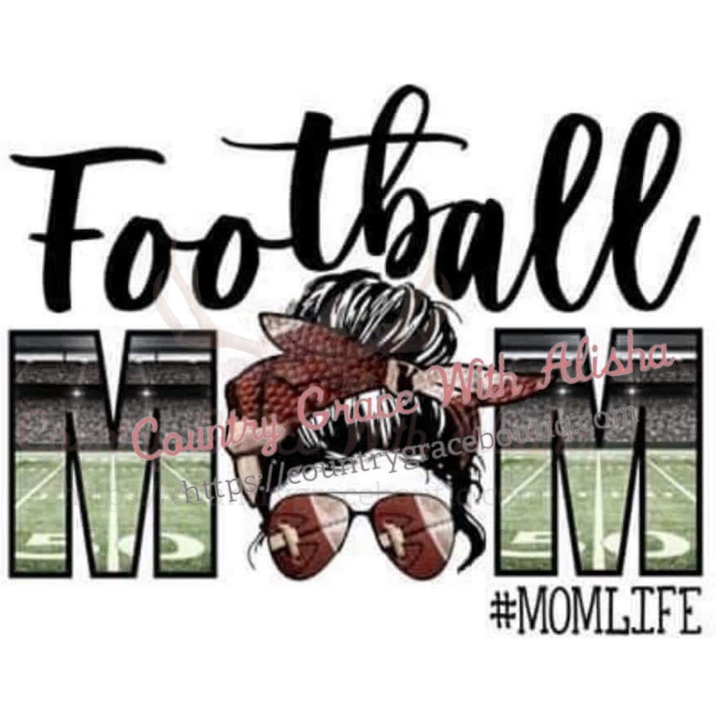 Football Mom Messy Bun Sublimation Transfer - Sub $1.50