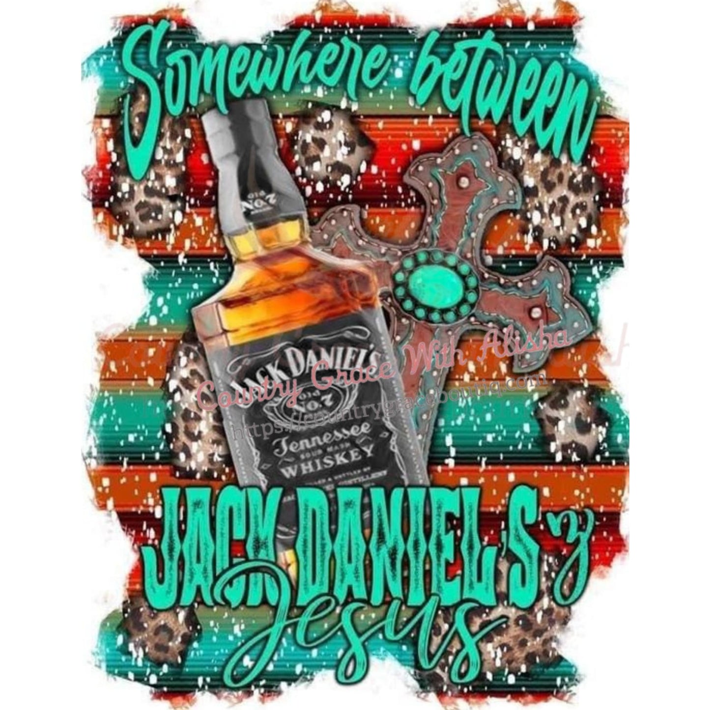 Jack Daniels And Jesus Ready To Press Sublimation Transfer -