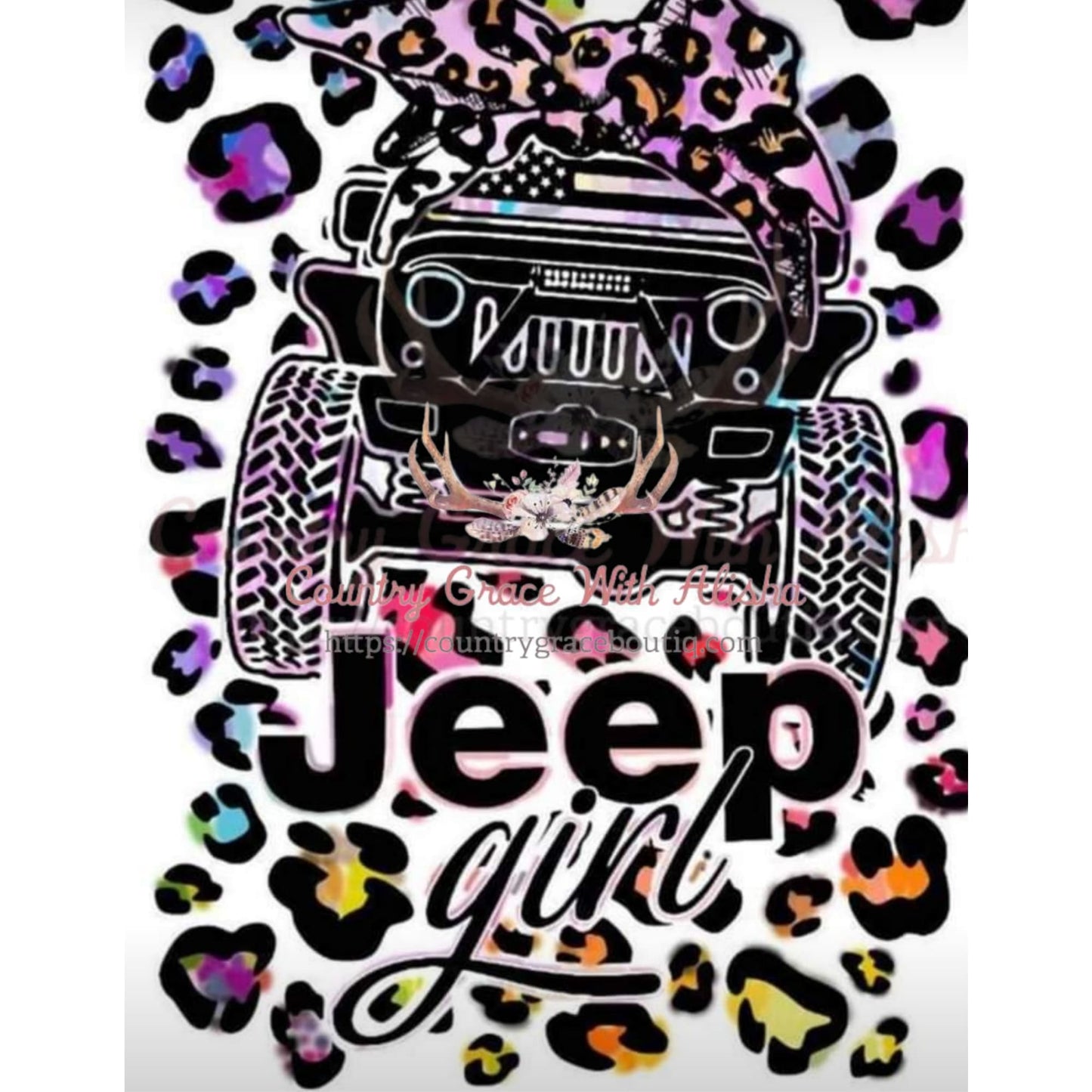 Jeep Girl Leopard Sublimation Transfer - Sub $1.50 Country