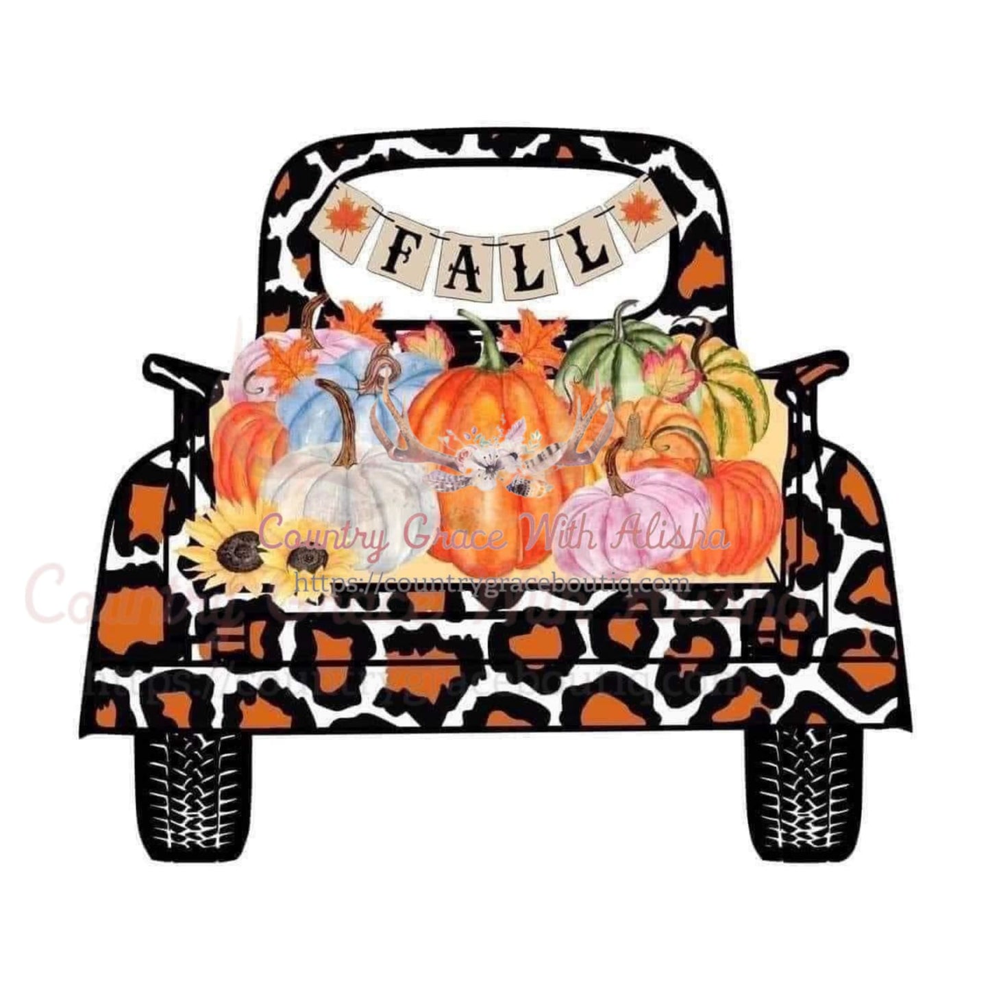 Leopard Old Truck Fall Sublimation Transfer - Sub $1.50