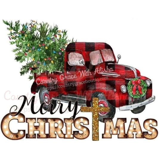 Merry Christmas Old Truck Ready To Press Sublimation