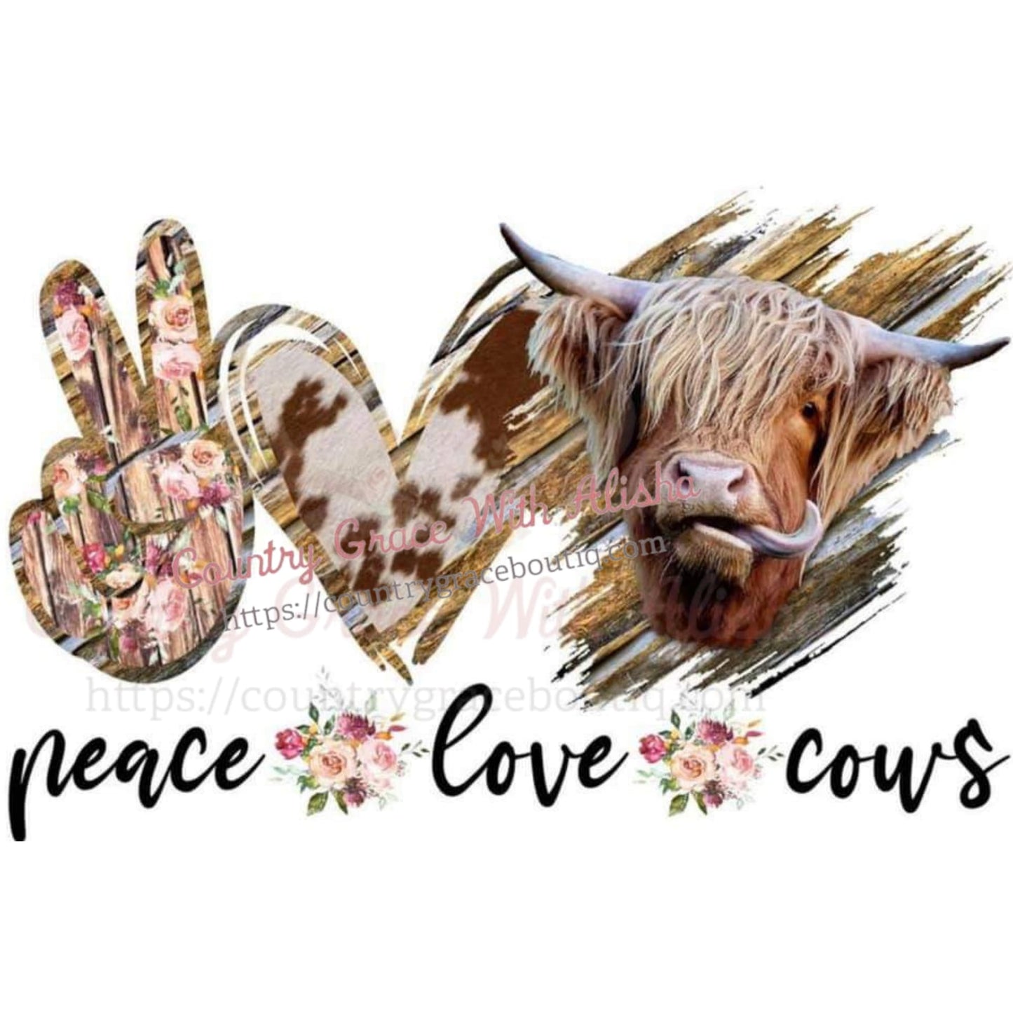 Peace Love Cows Sublimation Transfer - Sub $1.50 Country