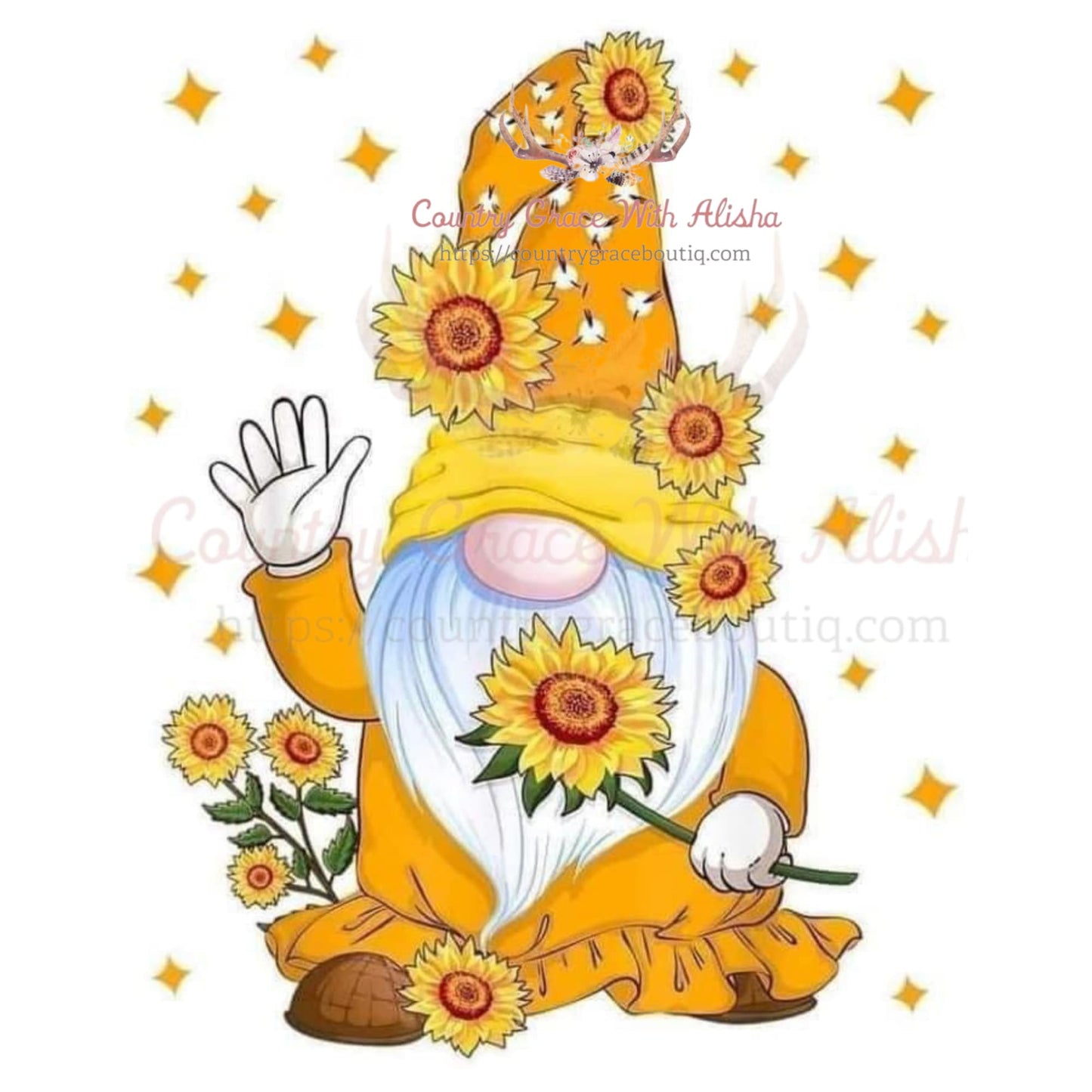 Sunflower Gnome Sublimation Transfer - Sub $1.50 Country