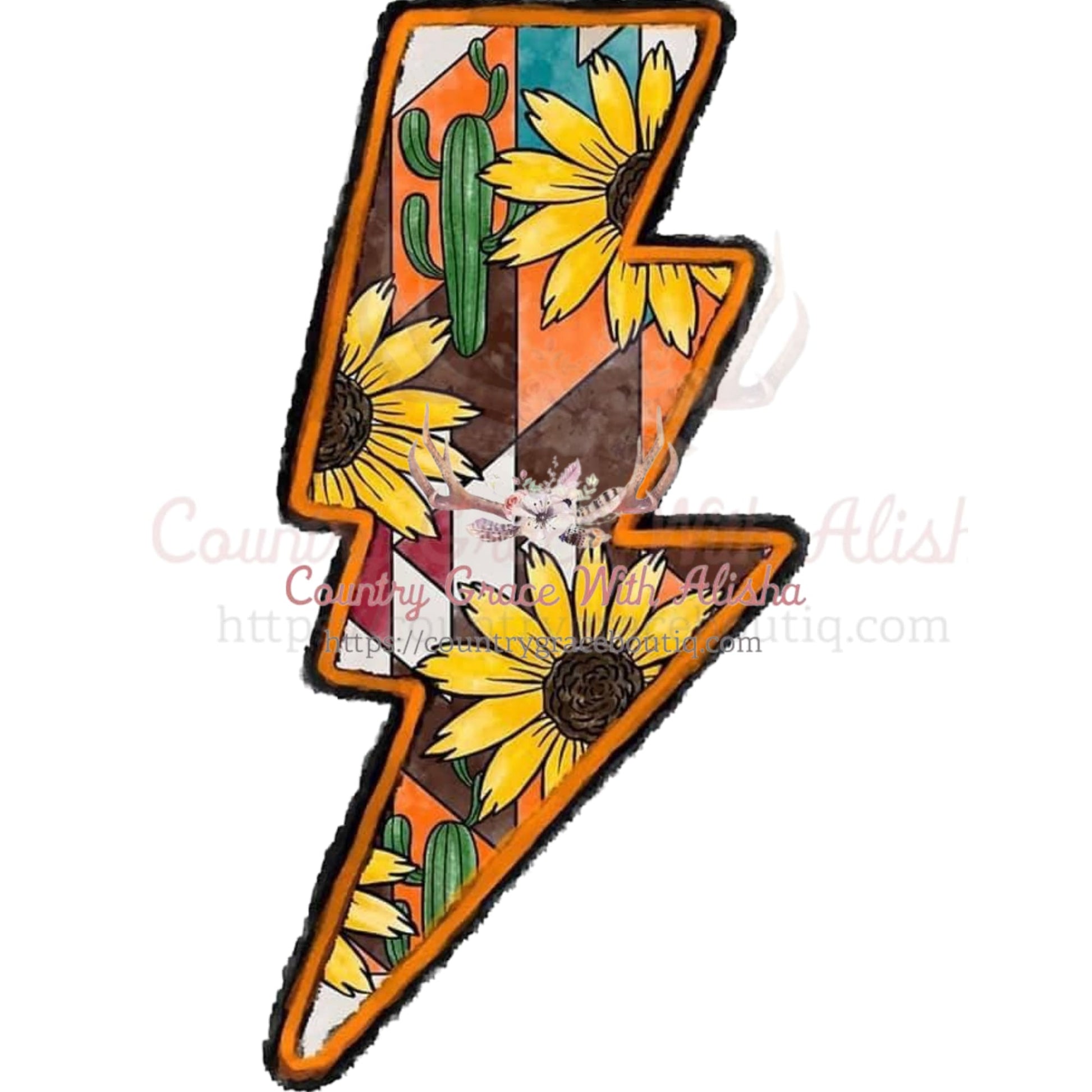 Sunflower Lighting Bolt Sublimation Transfer - Sub $1.50
