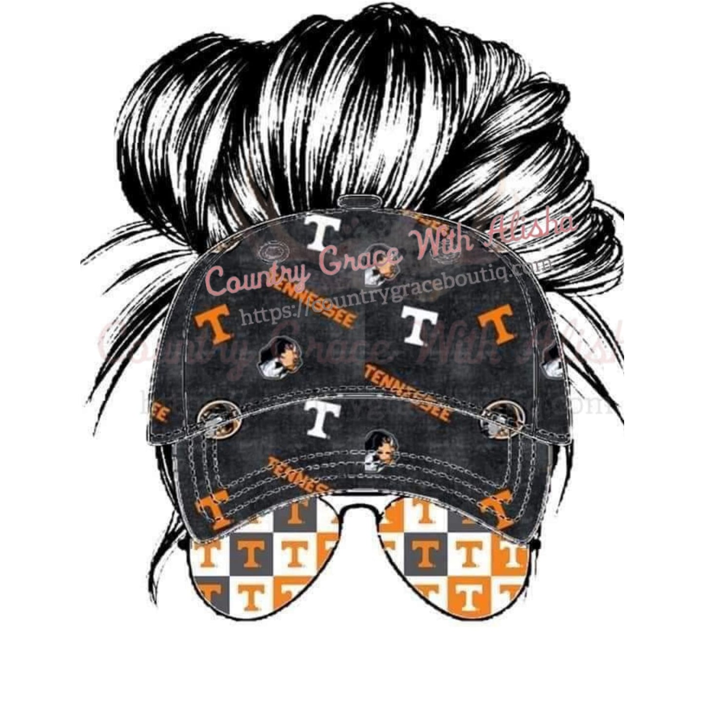 Tennessee Messy Bun Ready To Press Sublimation Transfer -